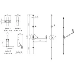 Single Push Bar Non-Handed Vertical Panic Bolt - For Escape Doors Emergency Exit Single Push Bar Non-Handed Vertical Panic Bolt - For Escape Doors Emergency Exit