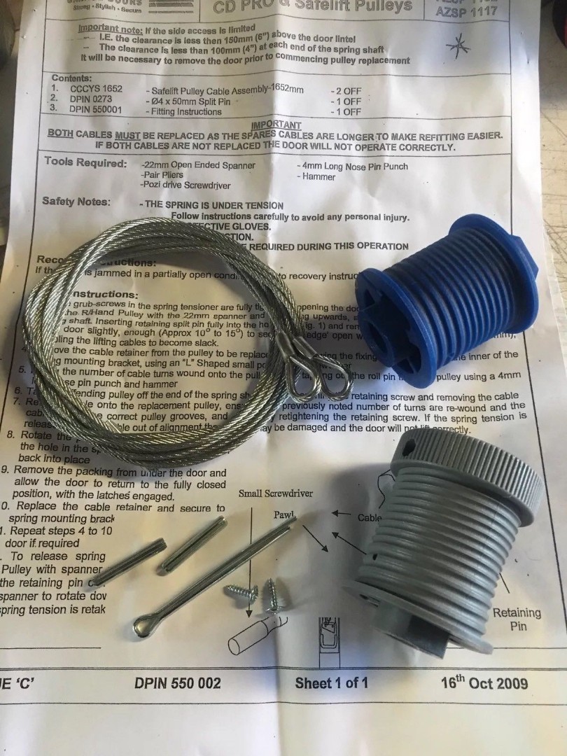 Wickes / B&Q GENUINE CD Professional Safelift Pulley Drums & Cables