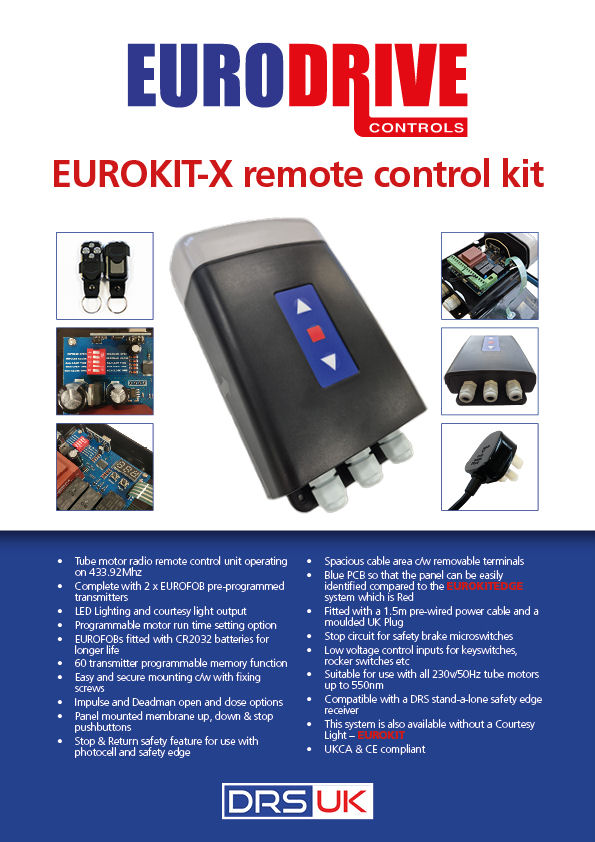 Eurodrive EUROKIT X Remote control unit c/w 2 x Fobs for Roller Shutter Electric Doors